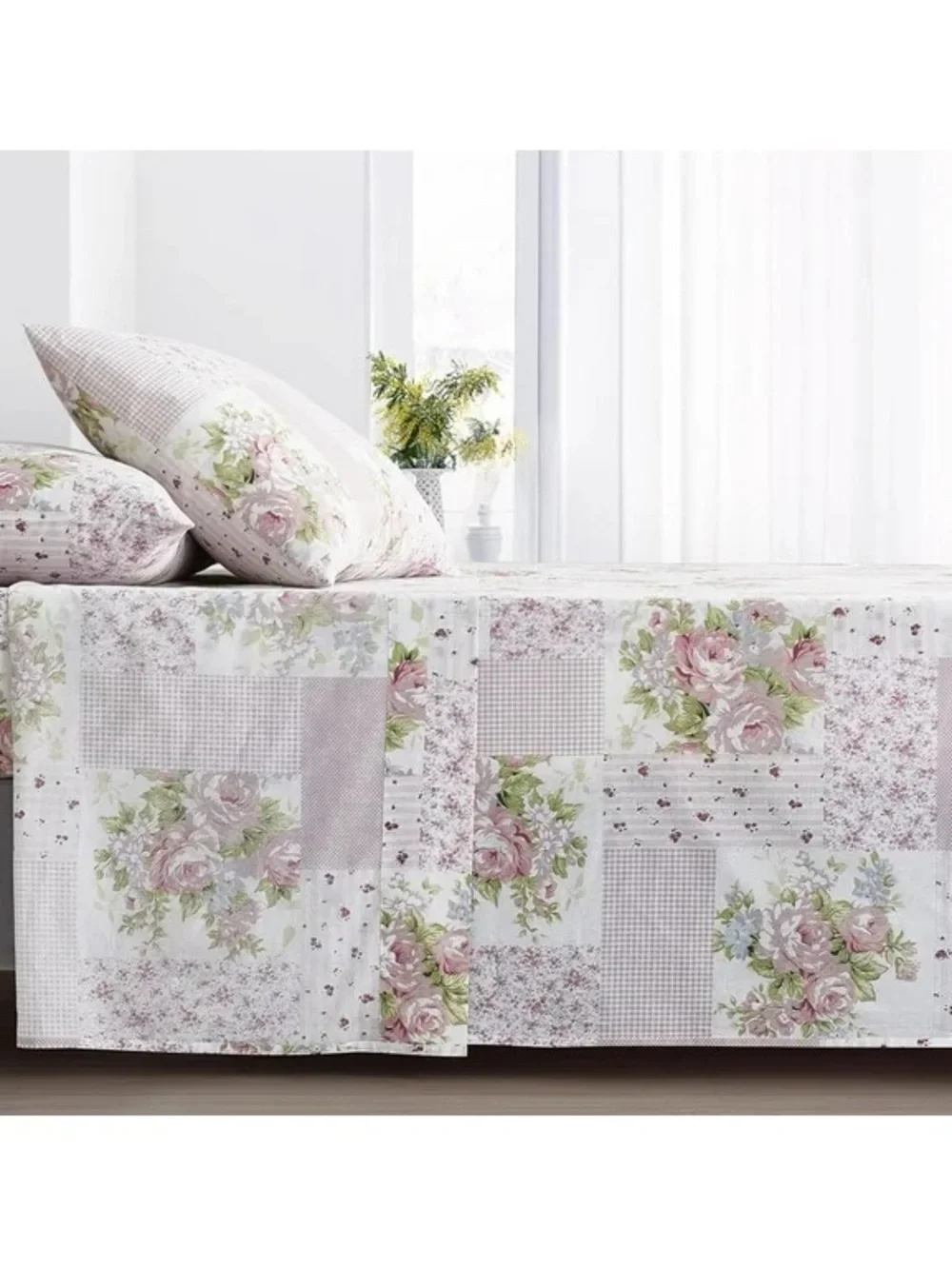 Floral Patchwork Queen sheet Set 4 piece